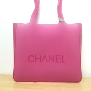 90's Vintage Retro Rubber Chanel Beach Bag Tote